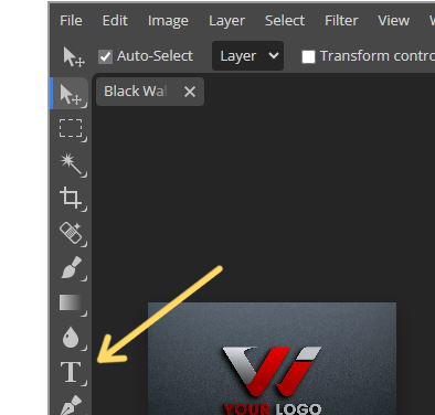 click on T (text) icon